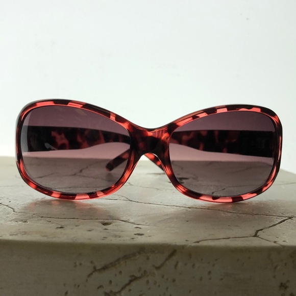 Oleg Cassini Red Oval Tortoise Shell Frame And Medium Arm - Picture 2 of 7